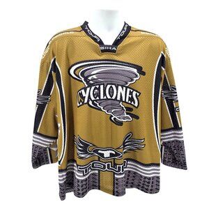 Vintage Tour Cyclones Adult Medium Jersey Mesh Gold World Tour Hockey SIHA #21